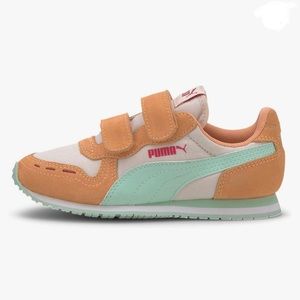 PUMA Girls Cabana Racer Hook and Loop Sneaker Rosewater-Cantaloupe-Mist Green